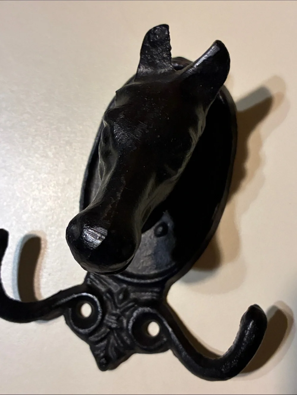 Cast Iron Horse Wall Hook Black Vintage
